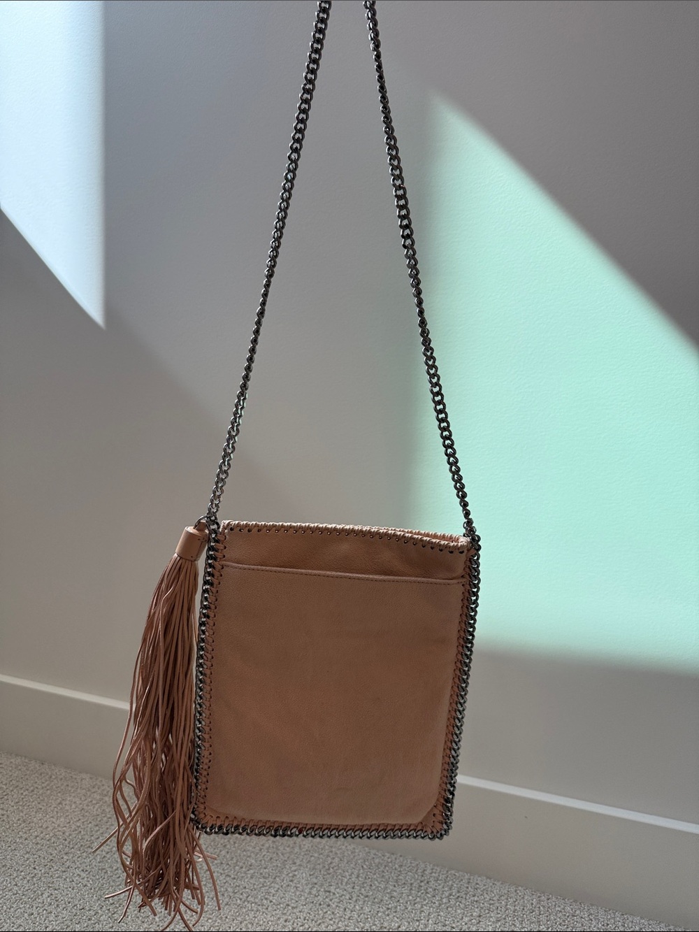 Stella McCartney light pink  Fringe Chain Crossbody Bag